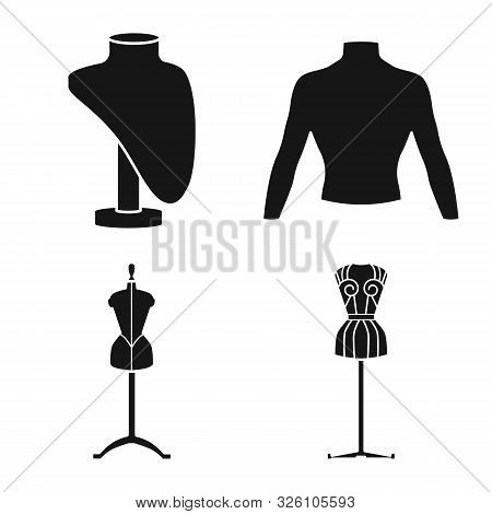 Vector Illustration Of Mannequin And Fashion Logo. Collection Of Mannequin And Equipment Vector Icon