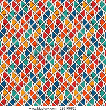 Seamless Surface Pattern With Fire Symbols. Contemporary Print With Repeated Spurts Of Flame. Abstra