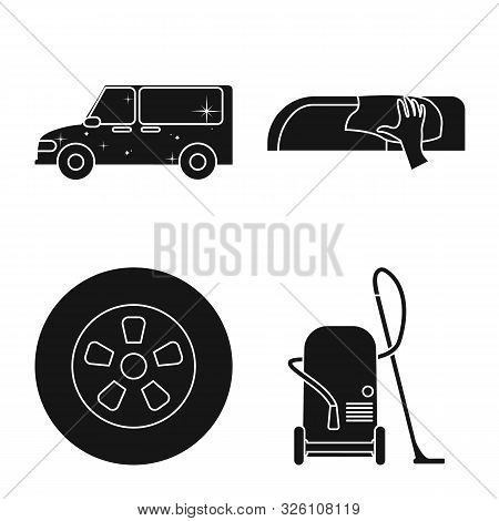 Vector Illustration Of Carwash And Care Icon. Set Of Carwash And Rinse Vector Icon For Stock.