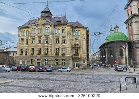 Lviv, Ua, 05-05-2019. 7 Pidvalna St Single Old Building Lviv Architecture