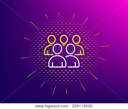 Group Line Icon. Halftone Pattern. Business Management Sign. Teamwork Symbol. Gradient Background. G