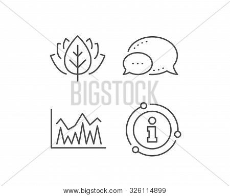 Line Chart Icon. Chat Bubble, Info Sign Elements. Financial Growth Graph Sign. Stock Exchange Symbol