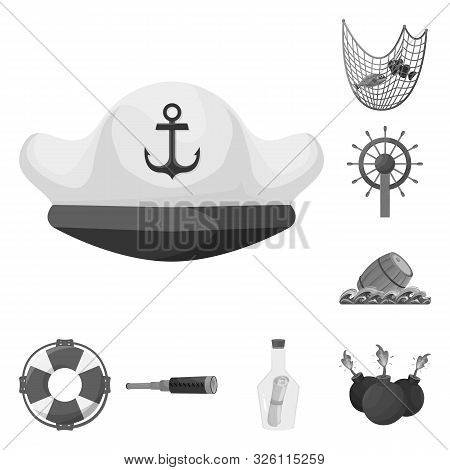 Vector Illustration Of Vintage And Nautical Sign. Collection Of Vintage And Attributes Vector Icon F