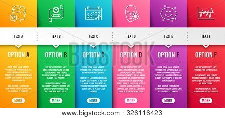 Problem Skin, Augmented Reality And Smile Chat Line Icons Set. Infographic Timeline. Calendar Graph,