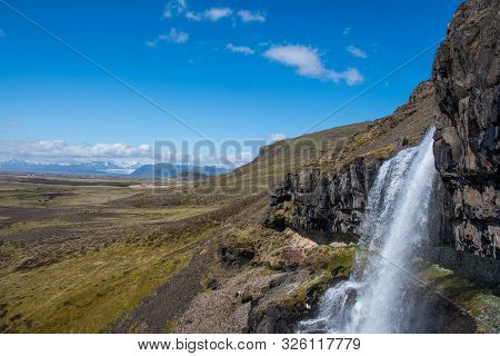 Bergarfoss Waterfall In Berga River In Hornafjordur Iceland