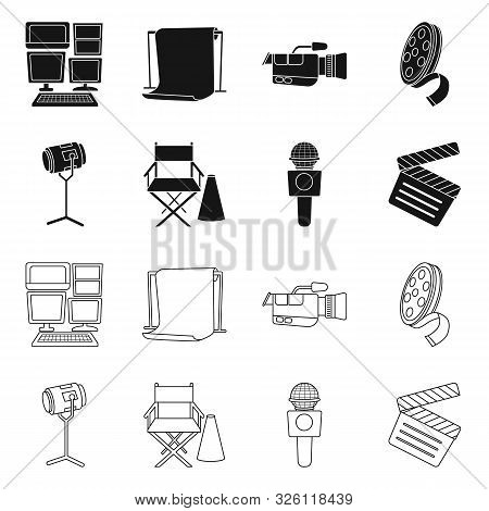Vector Illustration Of News And Studio Symbol. Collection Of News And Program Vector Icon For Stock.
