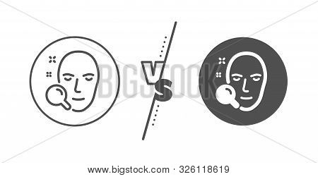 Head Recognition Sign. Versus Concept. Face Search Line Icon. Line Vs Classic Face Search Icon. Vect