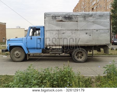 Kazakhstan, Ust-kamenogorsk - 14 August, 2019. Truck Gaz 3307 On The Road.
