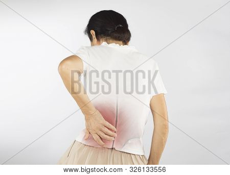 Old Asian Woman Feel Spine Muscle Pain
