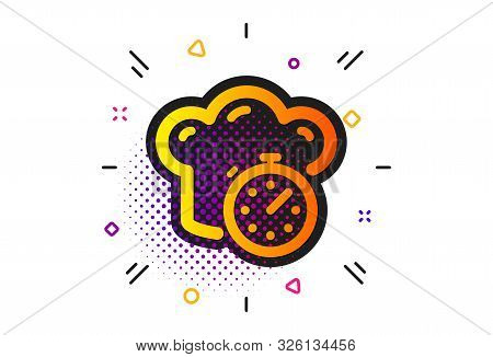 Frying Stopwatch Sign. Halftone Circles Pattern. Cooking Timer Icon. Food Preparation Symbol. Classi
