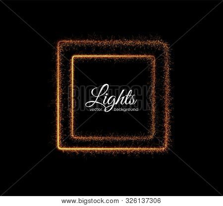 Retangular Luxury Golden Shiny Frame Vector Background. Eps10