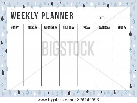 Cute Weekly Planning Template For Thing And Date In Scandinavian Style. Blank Planner With Notes On 