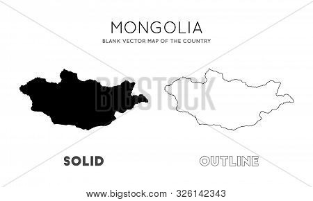 Mongolia Map. Blank Vector Map Of The Country. Borders Of Mongolia For Your Infographic. Vector Illu