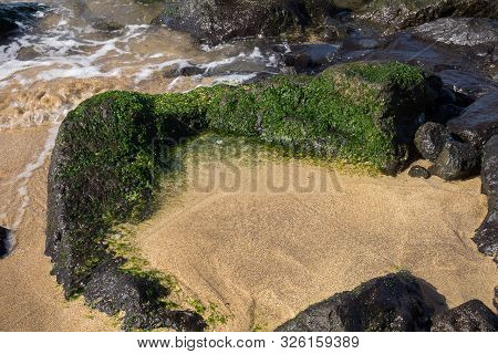 Moss Rock On Iho Tewoo Beach, Jeju Island, South Korea