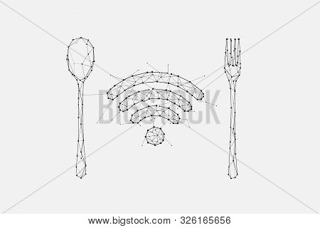 The Particles, Geometric Art, Line And Dot Of Eating.
Abstract Vector Illustration. Graphic Design C