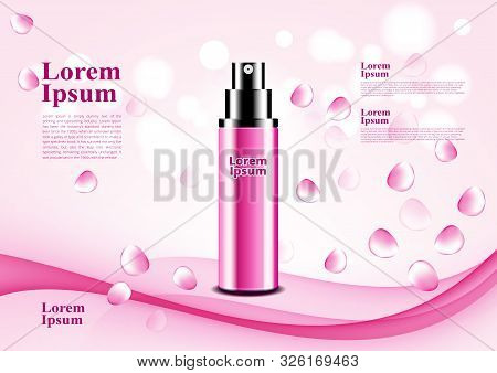 Cosmetic 3d Pink Rose Abstract Background With Bokeh Petals Falling In The Air Vector Design