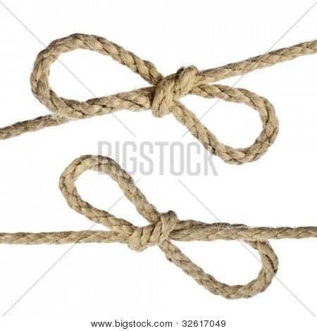 Джутовая веревка с Bow-Knot на белом фоне