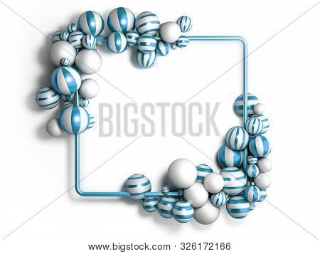Abstract Light Color Frame As Background With Striped Elegant Balls 3d Render Image