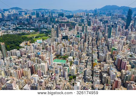 Sham Shui Po, Hong Kong 14 September 2019: Hong Kong city from top