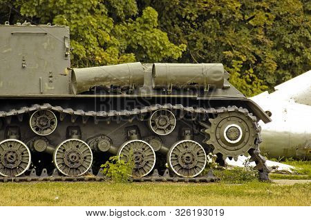 Pereyaslav-khmelnitsky, Ukraine - August 11, 2019: Old Military Equipment. Abstract Photo. Old Tank