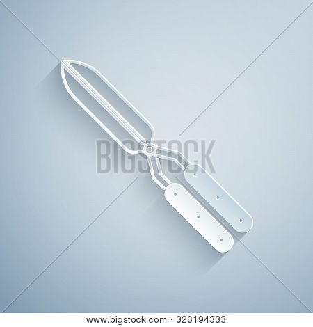 Paper Cut Gardening Handmade Scissors For Trimming Icon Isolated On Grey Background. Pruning Shears 