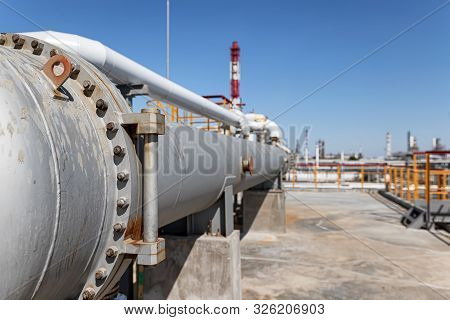 Long Heat Exchanger At Top Maintenance Site Of New Refinery Plant