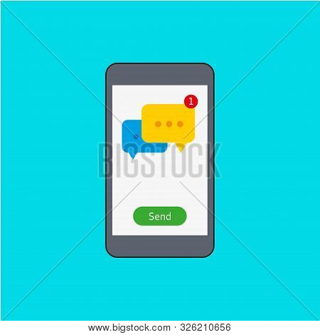 Message On The Phone In A Flat Style