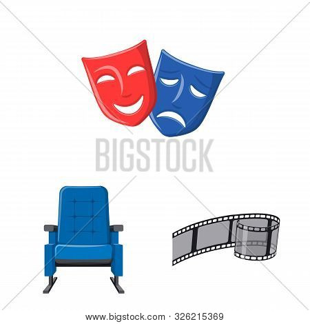 Isolated Object Of Cinema And Theater Logo. Set Of Cinema And Entertainment Vector Icon For Stock.
