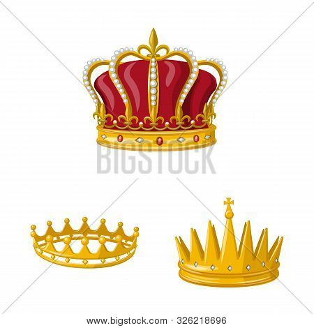 Vector Design Of Monarchy And Gold Icon. Set Of Monarchy And Heraldic Vector Icon For Stock.