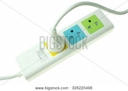 Plug In Outlet 220v Ac Cable At White Background