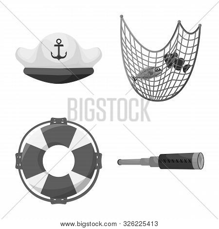 Vector Illustration Of Vintage And Nautical Icon. Collection Of Vintage And Attributes Stock Vector 