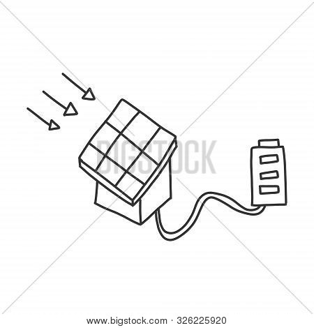 Bright Poster Electric Panel Charging Batteries. New Generation Technology For Electric Home Industr