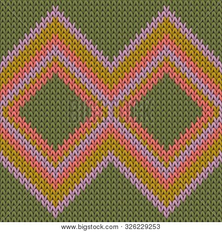 Cashmere Rhombus Argyle Knitting Texture Geometric Vector Seamless. Jumper Hosiery Textile Print. Fa