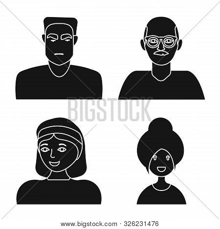 Vector Illustration Of Haircut And Nationality Logo. Set Of Haircut And Avatar Vector Icon For Stock