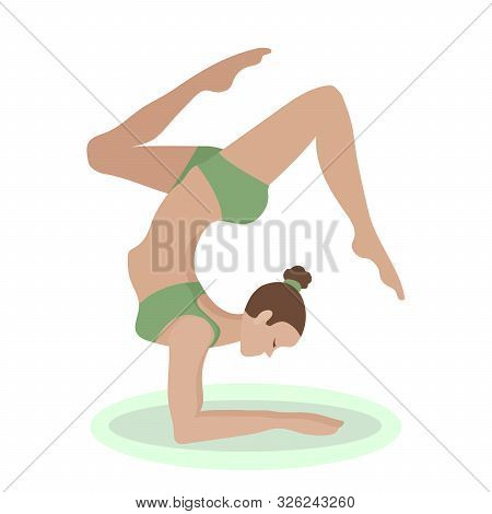 Girl In Yoga Pose. Vector Cartoon Illustration