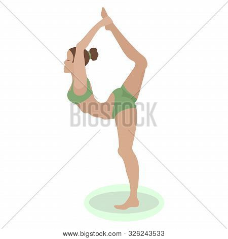 Girl In Yoga Pose. Vector Cartoon Illustration
