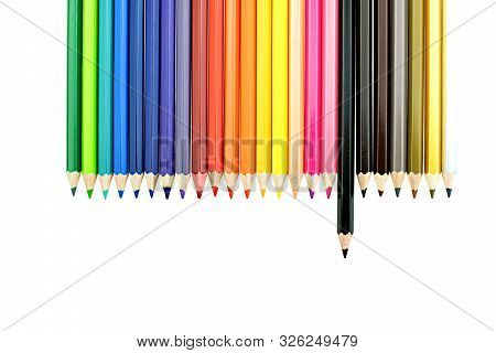 Collection Of Crayon De Couleur For Drawing At White Background, Multi Color Pencil