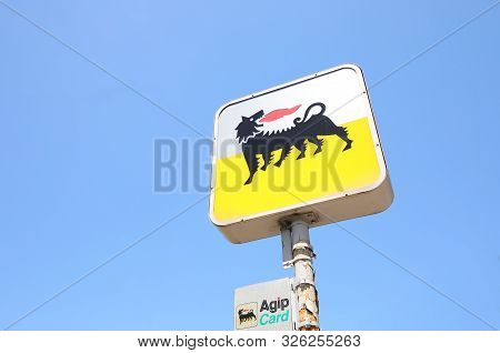 Rome Italy - June 16, 2019: Agip Italian Oil Company Italy