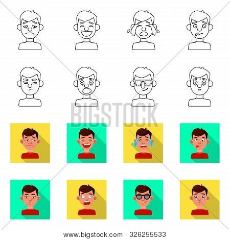 Vector Illustration Of Face And Boy Sign. Collection Of Face And Human Stock Symbol For Web.