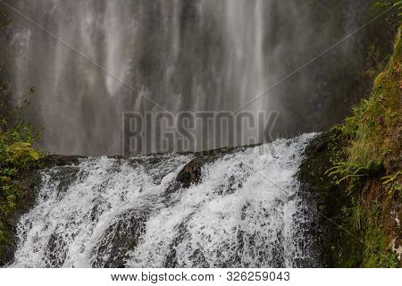 Upper Portion Of The Lower Tier Of Multnomah Waterfall Located At Multnomah Creek In The Columbia Ri