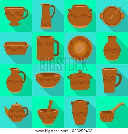 Isolated Object Of Pottery And Ware Symbol. Set Of Pottery And Clayware Stock Symbol For Web.
