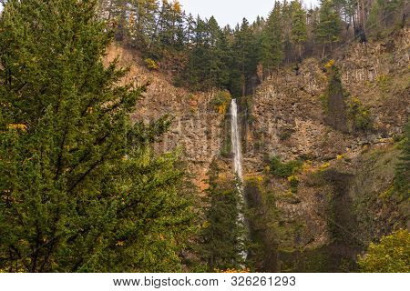 The Highest Part Of The Multnomah Waterfall Located On Multnomah Creek In The Columbia River Gorge, 
