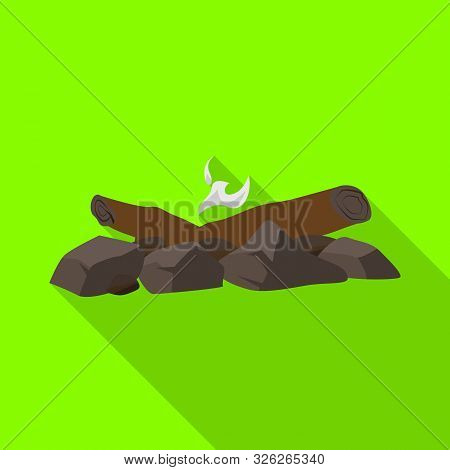 Vector Design Of Bonfire And Wooden Icon. Set Of Bonfire And Lumber Vector Icon For Stock.