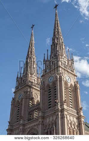 Neo-gothic Lujan Basilica In Lujan, Buenos Aires, Argentina.