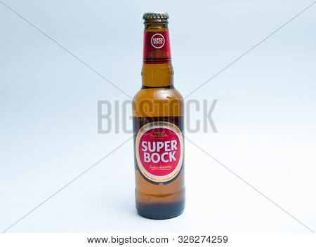 Geneva/switzerland- 10.06.2018 : Famous Portuguese Beer Super Bock Brown Bottle