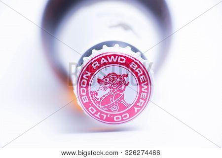 Geneva/ Switzerland - 11.06.2018 : Famous Thai Beer Singha Premium Import Thailand