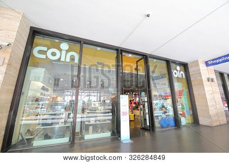 Rome Italy - June 17, 2019: Coin Shopping Mall Termini Train Station Rome Italy
