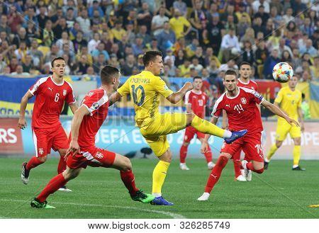 Lviv, Ukraine - June 7, 2019: Yevhen Konoplyanka Of Ukraine (yellow) In Action During The Uefa Euro 