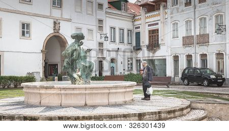 View Of The Republic Square In The Old Town In Alcobaca, Portugal