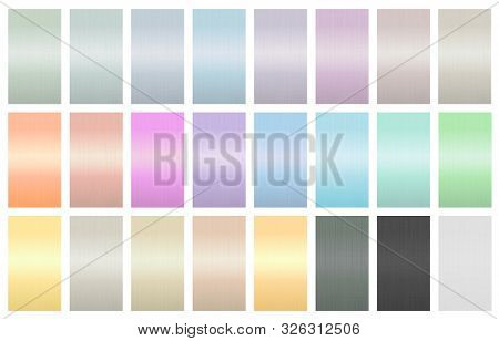 Bright Set Metal Templates For Instagram Stories. Colorful Shiny Background In Different Colors. Bla